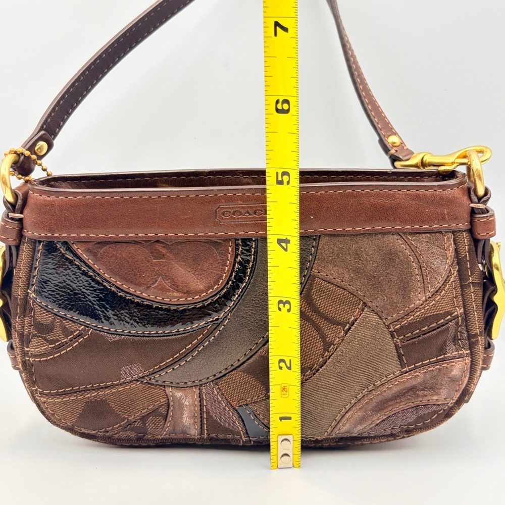 Vintage Coach Zoe Patchwork Y2K Mini Bag Metallic Gold Brown Top Handle Wristlet - Picture 9 of 15